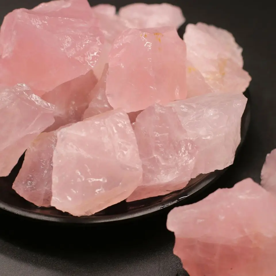 

Natural Raw Pink Rose Quartz Crystal Stone Mozambique