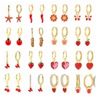 Серьги-кольца женские из серебра 925 пробы с разноцветной эмалью