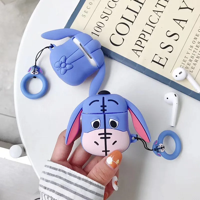 Для AirPods чехол 3D милый мультфильм ослик чехол для наушников для Airpods 2/i10/i11/i12 TWS мягкая защитная крышка с кольцом на палец
