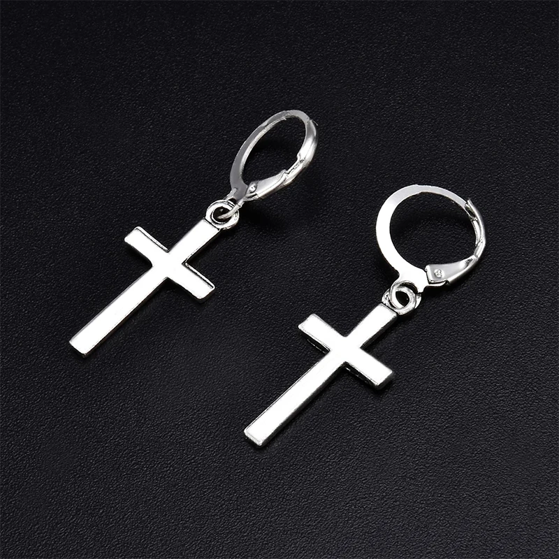 

Men's Women's Cross Earrings Fashion Metal Circle Punk Cross Pendant Cartilage Pendant Earrings Jewelry Party Long Earrings