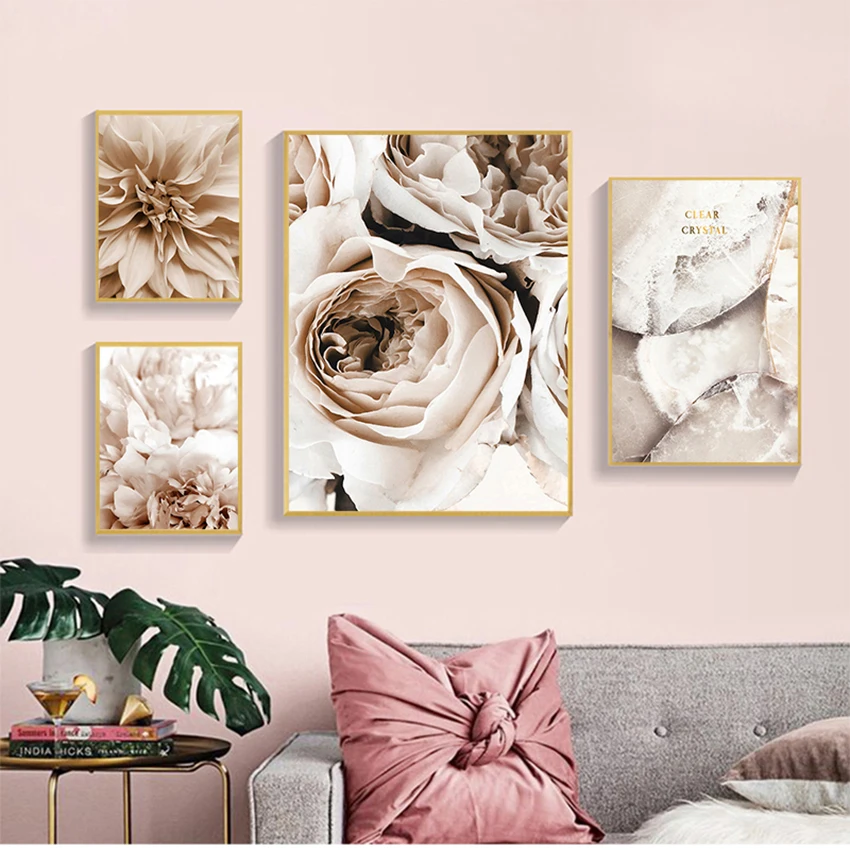 S и принты настенные картины для гостиной Декор пион цветок лист растение