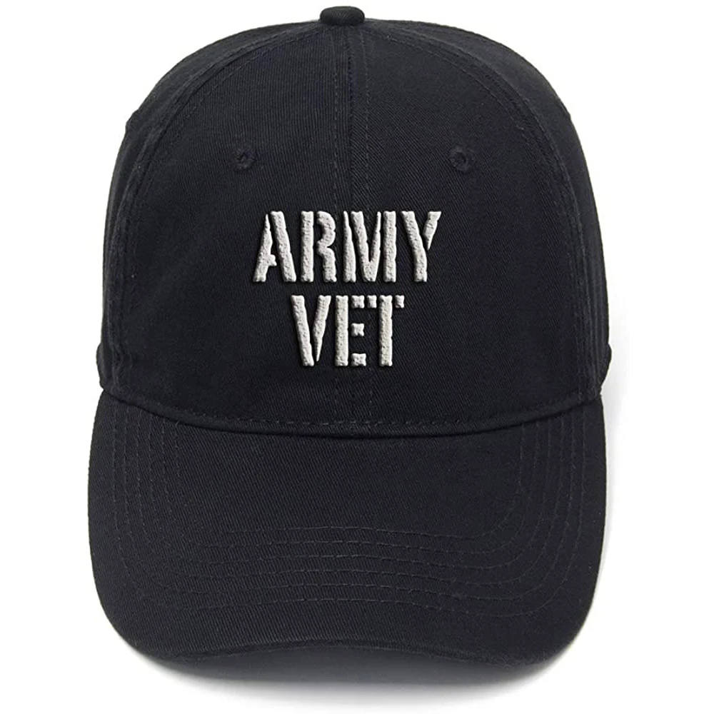 

Lyprerazy Men Women Unisex Hip Hop Cool Flock Printing Army Veteran Washed Cotton Adjustable Baseball Cap