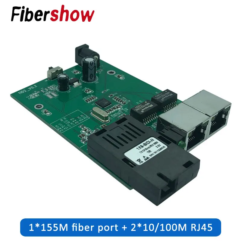 Оптоволоконный переключатель Ethernet 2 RJ45 1 SC оптический медиа конвертер одномодовый волоконно-оптический Порты и разъёмы 10/100 м печатной платы