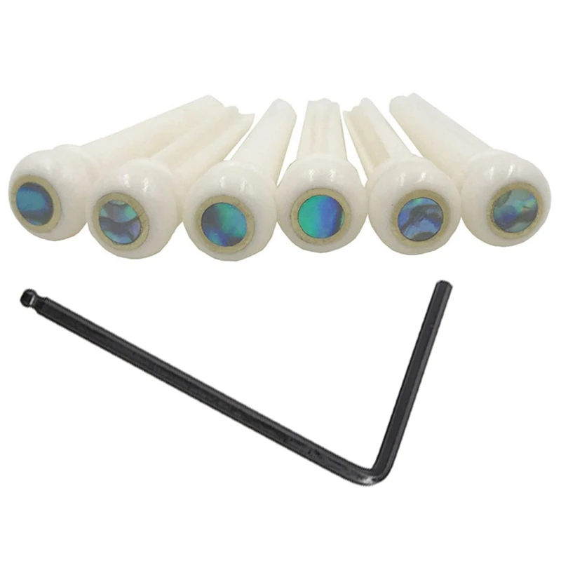 

Guitar Bone Bridge Pins with 5.3mm Position Abanlone Dot & Guitar Truss Rod Adjustment Long Wrench (5MM)