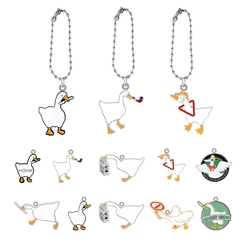 TAFREE Cartoon Character Duck Shape Funny Acrylic Doll Keychain Boys and Girls Fashion Jewelry Heat Shrinkable Keychain