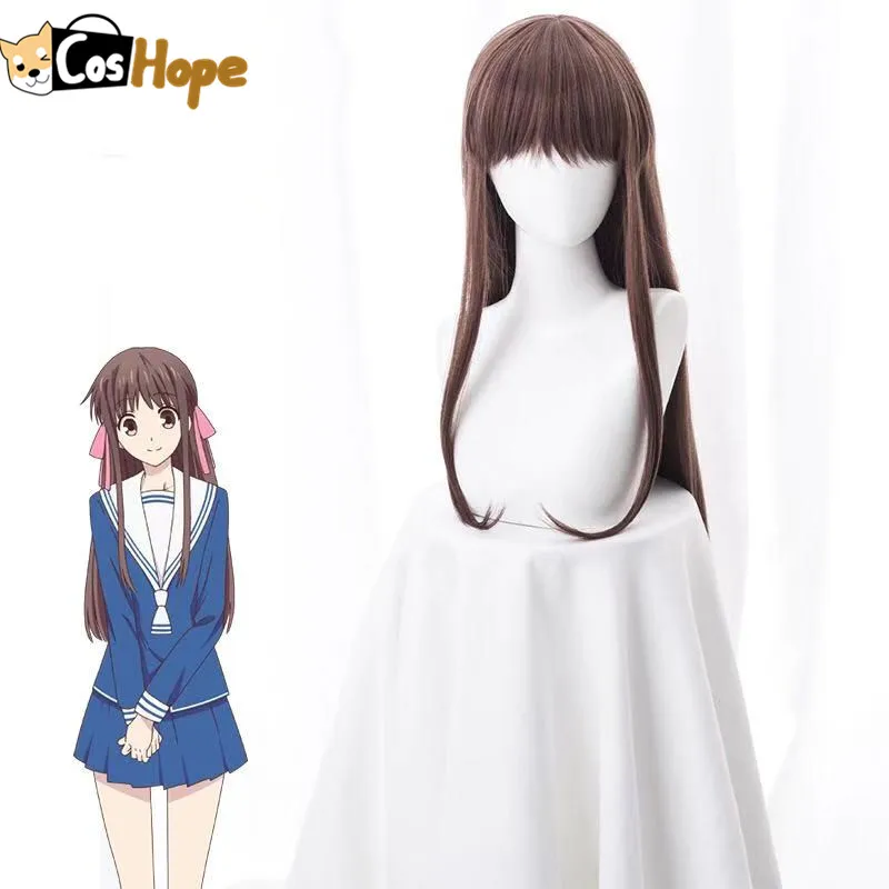 Tohru Honda Cosplay Фруктовая корзина Женский Длинный коричневый парик 85 см Косплей Аниме