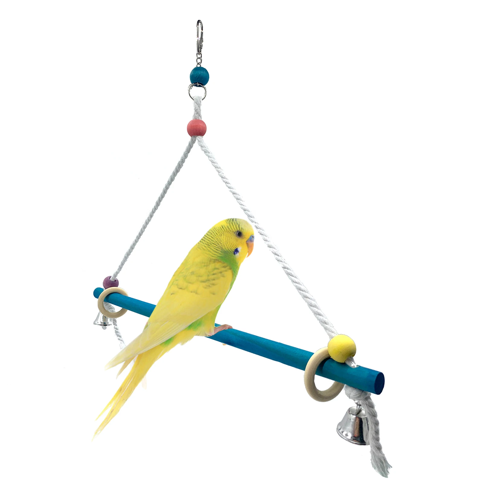 

1PC Parrots Swing Toy Birds Colorful Beads Bird Supplies Bells Toys Perch Hanging Swings Cage for Pets