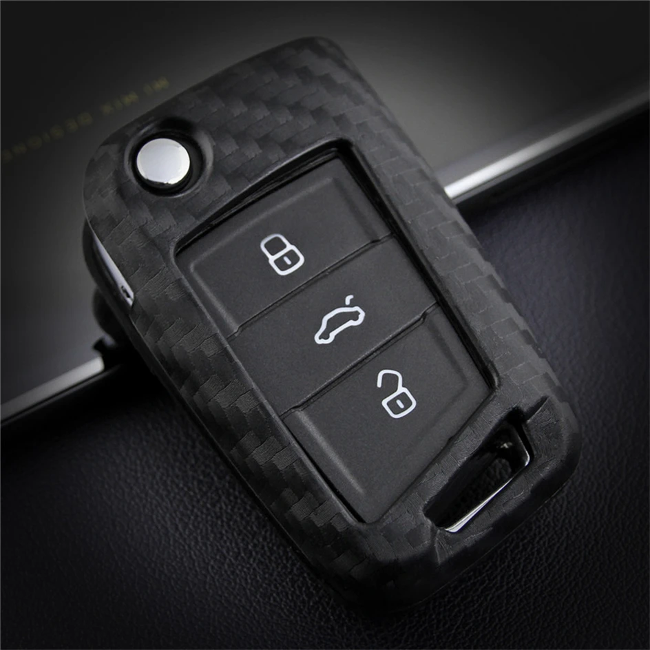 

KUKAKEY чехол для автомобильного ключа чехол для Volkswagen VW Golf 7 GTI R MK7 Tiguan из углеродного волокна автомобильный брелок для ключей Чехол держатель б...