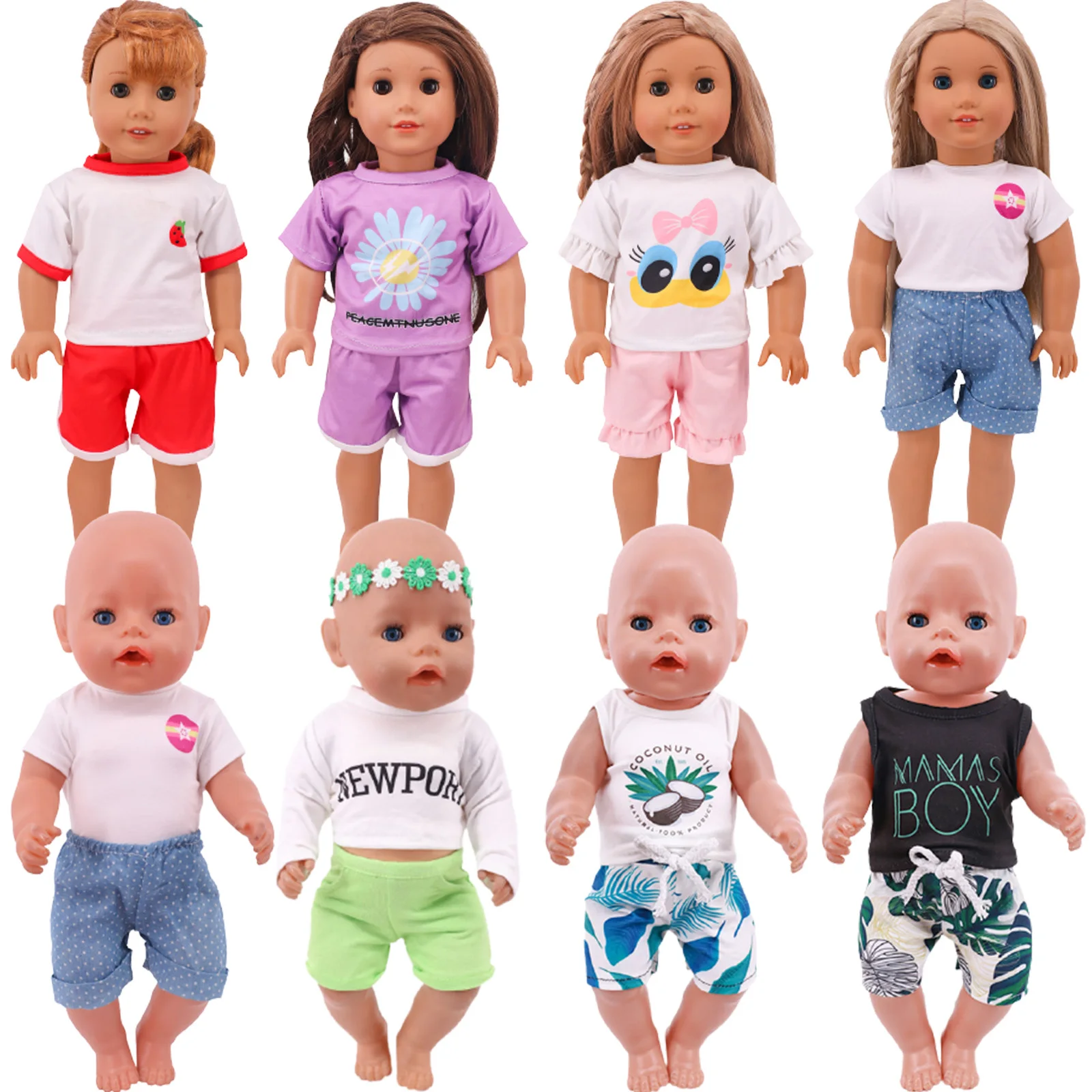 

Doll Clothes Shorts Short Sleeves 2-Piece Suit For 18 Inch American Doll&43Cm Baby New Born Our Generation Toys For Children