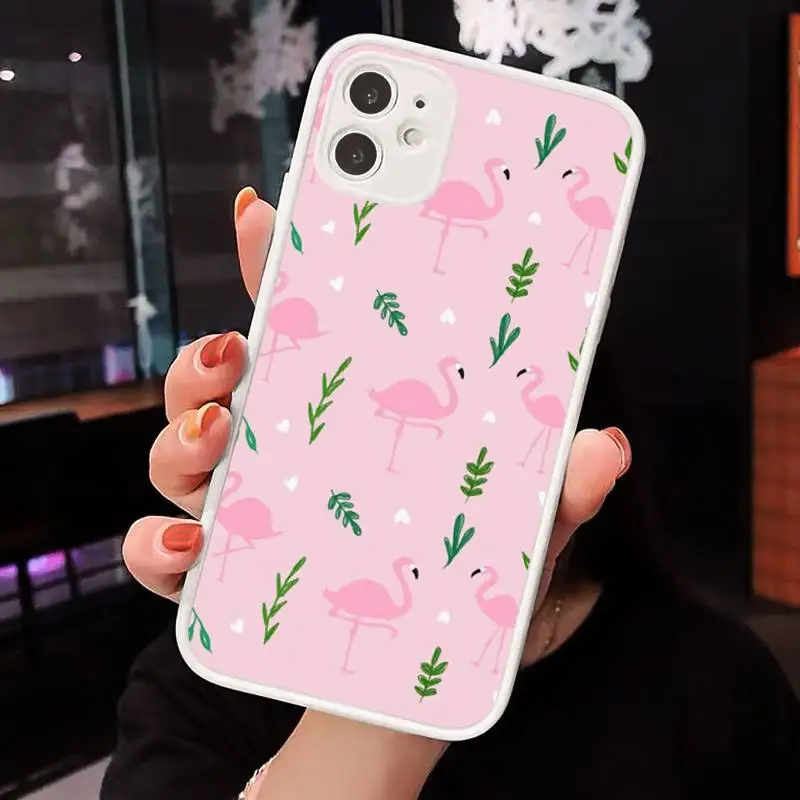 

Flamingo Animal bird cute Phone Cases Matte Transparent for iPhone 7 8 11 12 s mini pro X XS XR MAX Plus cover funda shell