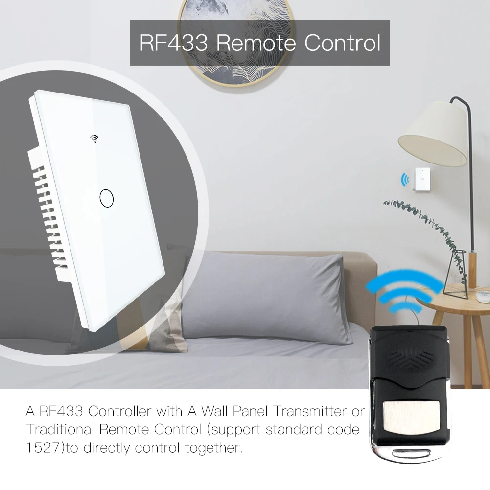 RF433 WiFi умный настенный выключатель света стеклянная панель Smart Life Tuya приложение