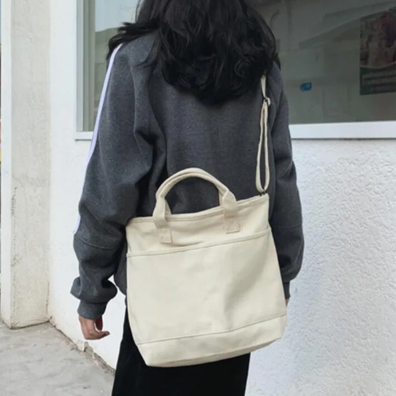 

High Quality Casual Canvas Tote Bag Women Leisure Fabric Messenger Bag Female Simple Design Portable Top-handle Bag Shoulder Bag