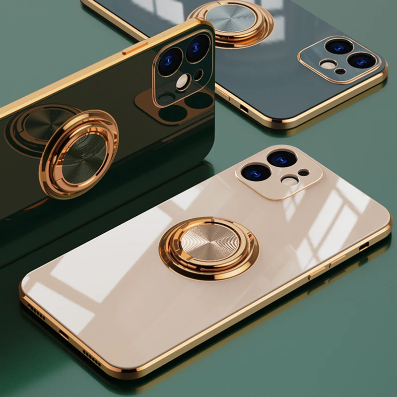 

2020 12Mini Cases Luxury Plating Ring Holder Phone Case For iPhone 12 Pro Max Case For iPhone 11 Pro XS Max X XR 7 8 Plus SE