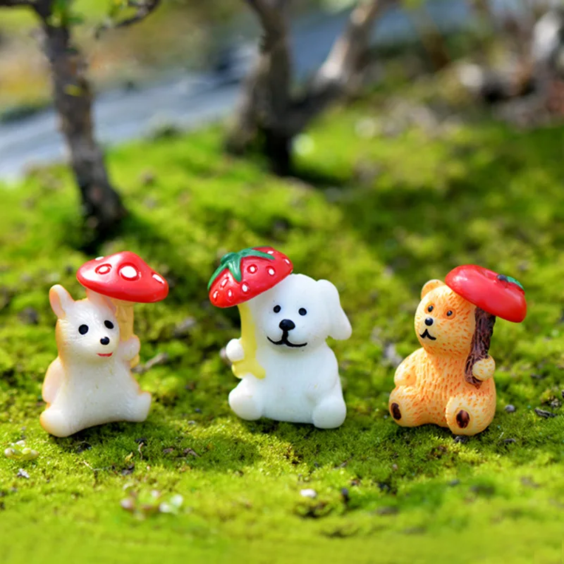 

3pcs Dog Bear Hamster Apple Action Figure Cartoon Animal Model Figurine Birthday Cake Decoration Toys Set Doll House Gift Kids