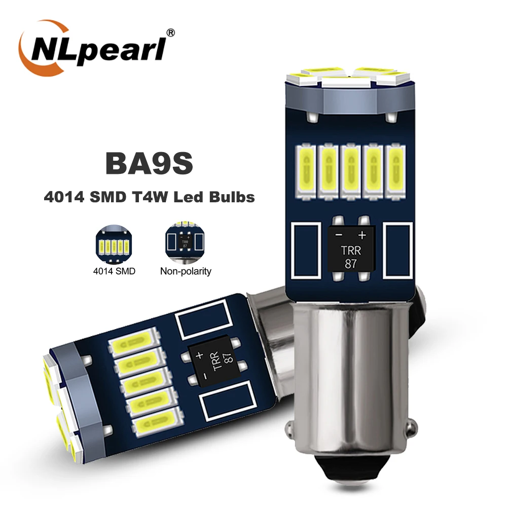 

NLpearl 4x/6x/10x Signal Lamp Ba9s Led Bulb 15SMD 4014 Chips T4W Led Car Roof Light Mirror Lights License Plate Lights 12V White