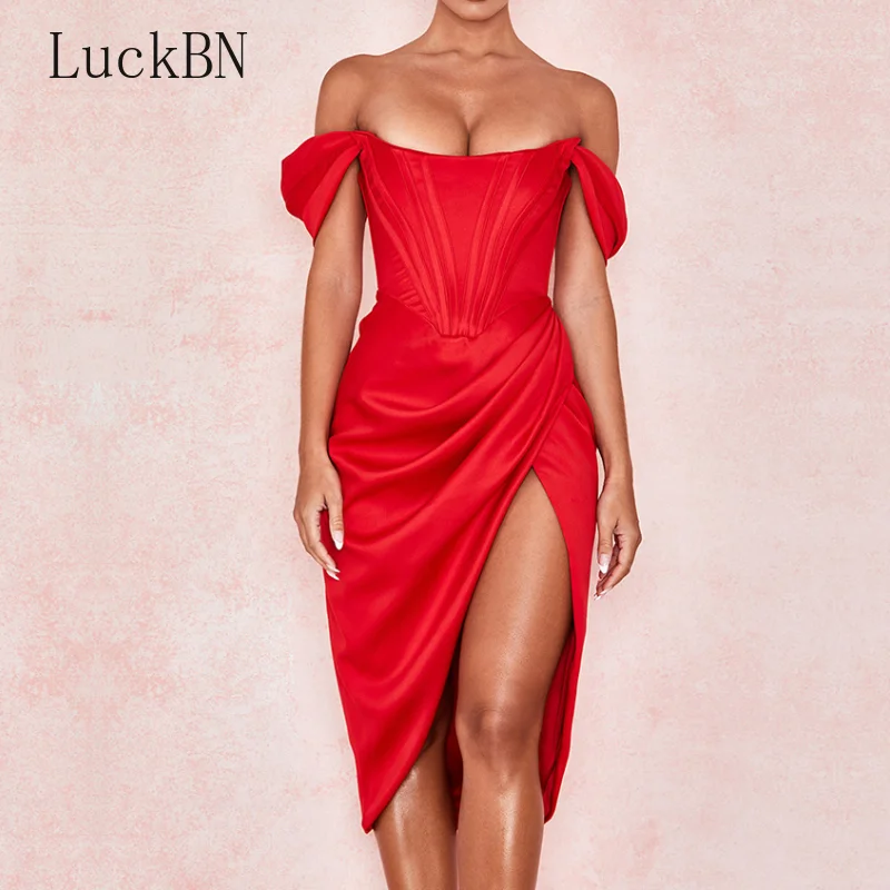 

Женское атласное платье-корсет с открытыми плечами, без бретелек