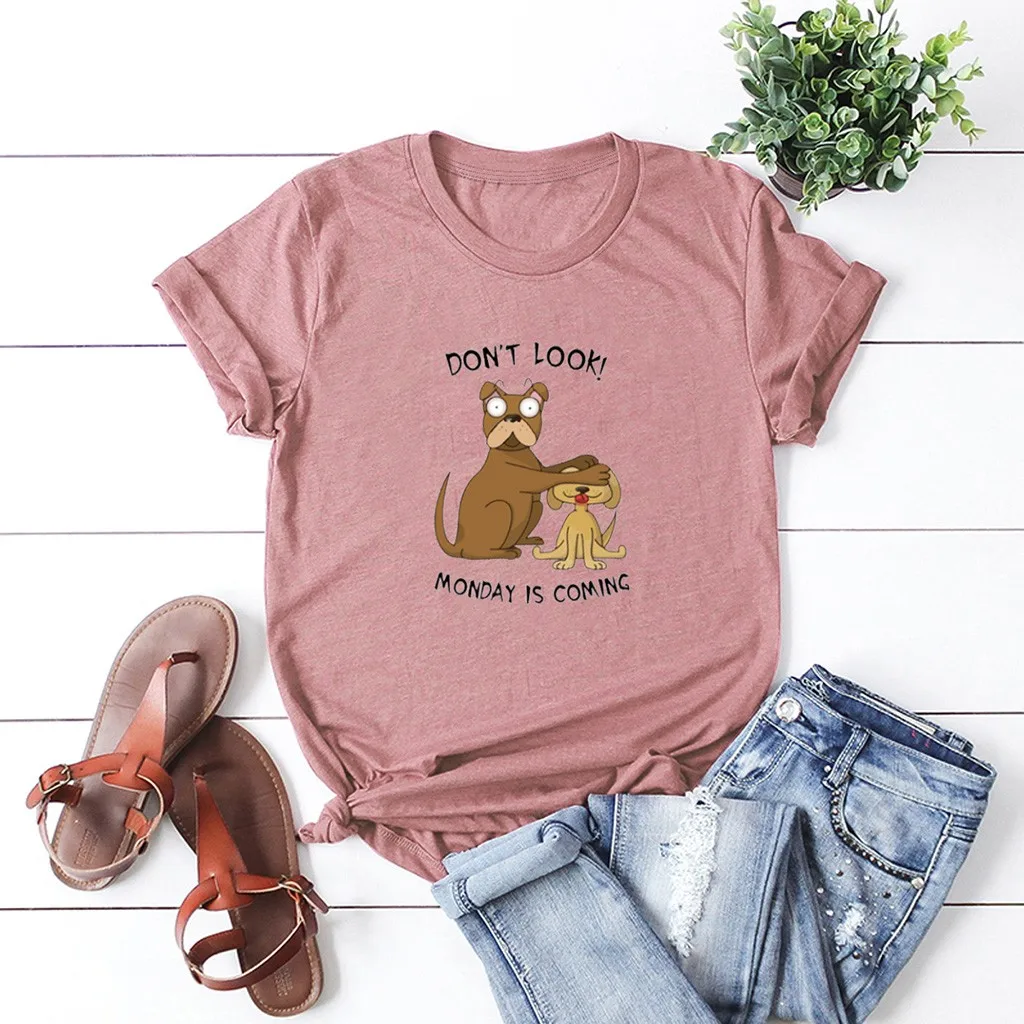 Новые модные рубашки для женщин в стиле Харадзюку летние топы с круглым вырезом и