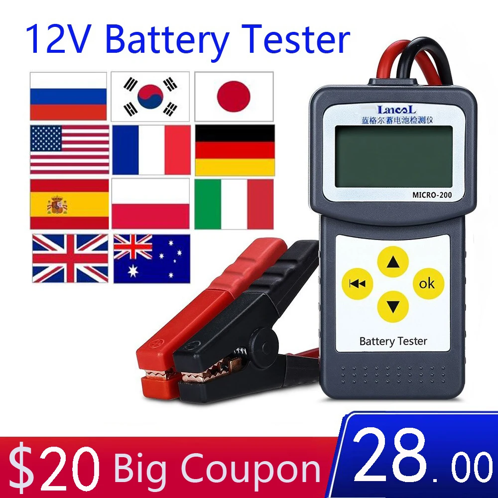 Оригинальный LANCOL Micro 200 тестер для автомобильного аккумулятора SAE CCA цифровой