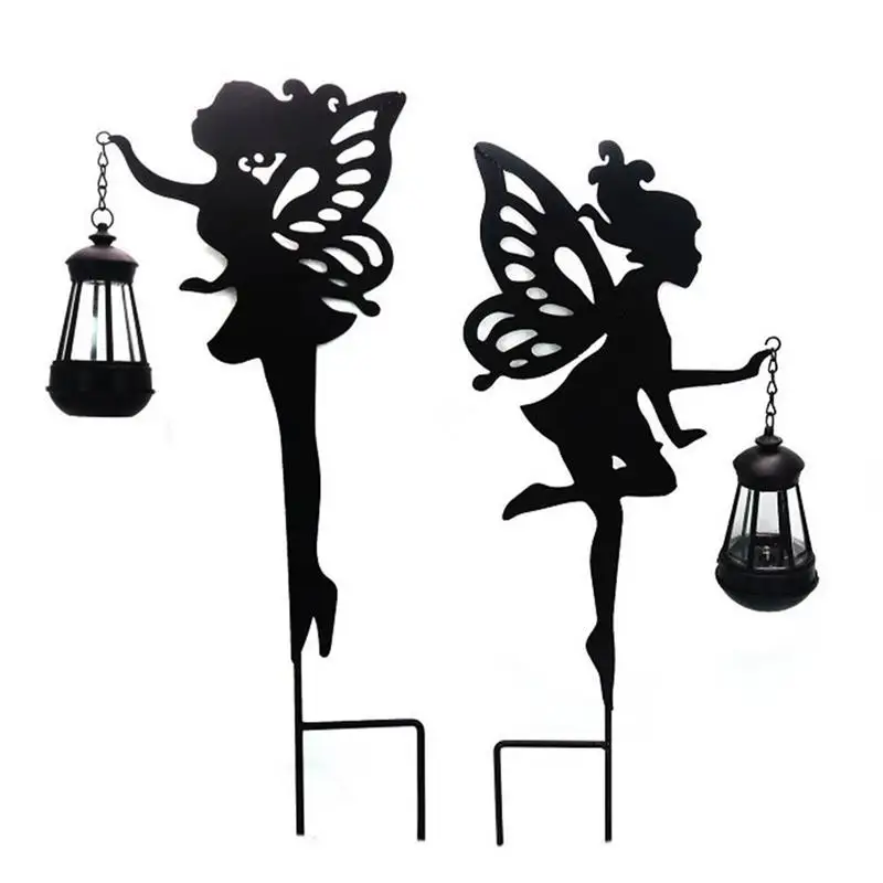 

Fairy Hanging Lantern Solar Lights Outdoor Fairy Carry Lanterns Metal Fairy Silhouette Light Ornaments for Lawn Patio Path