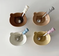 ceramic pudding bowl bear head noodle bowl plate cute dessert bowl soup salad home childrens rice bowl