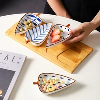 ceramic dish small plates creative leaf shape seasoning bowl snack sauce dishes sushi cake serving kitchen tray food container