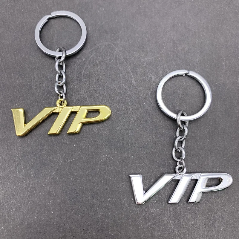 

Chrome Metal Car Logo Keyring Key Fob Keychain Gold VIP Logo