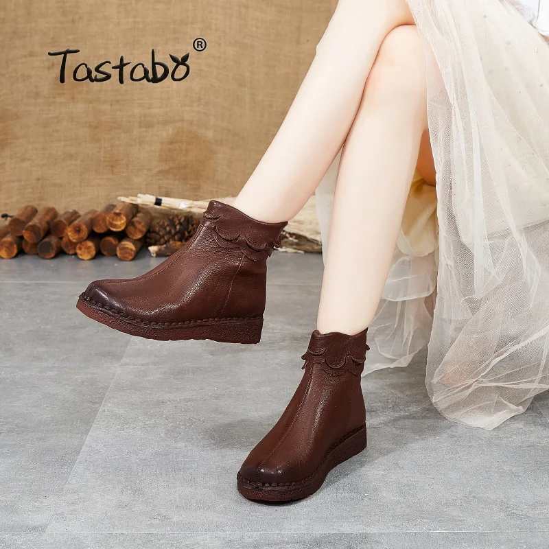 Tastabo/женские ботильоны из натуральной кожи Винтажные Ботинки Martin ручной работы