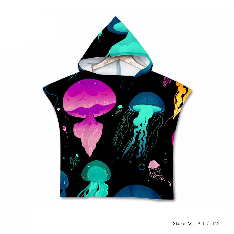 3D милые глубоководных существ детская водяной бане моды плащ с капюшоном
