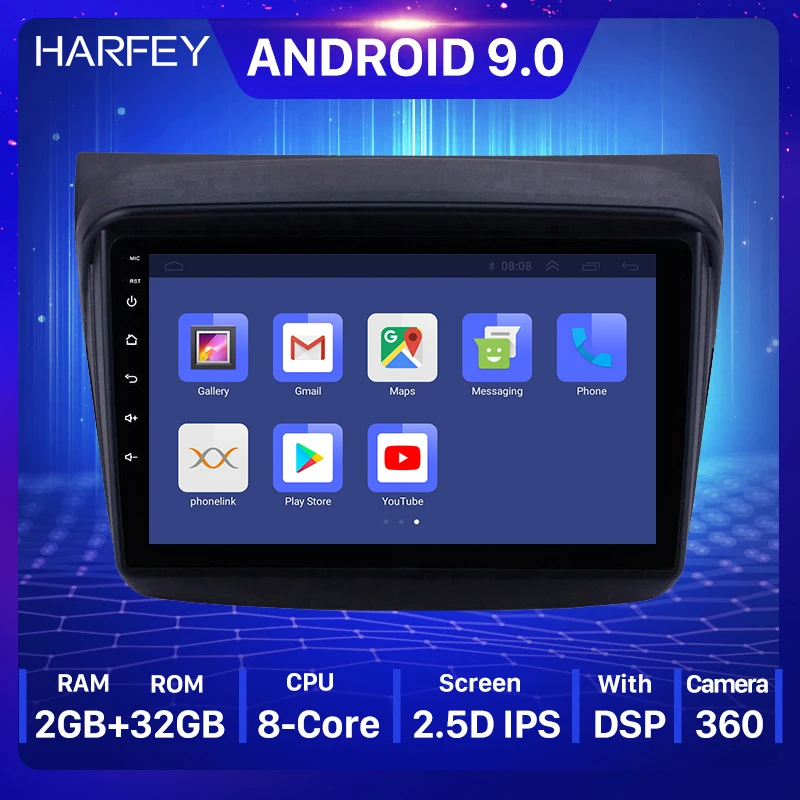 Harfey Android 9 0 Автомобильный GPS радио для MITSUBISHI PAJERO Sport/L200/2006 + Triton/2008 2010 2din