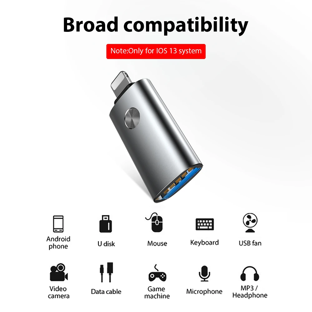 ! ACCEZZ OTG адаптер для освещения к USB iPhone 7 8 Plus X 11 Pro Max конвертер iOS 13 подключение