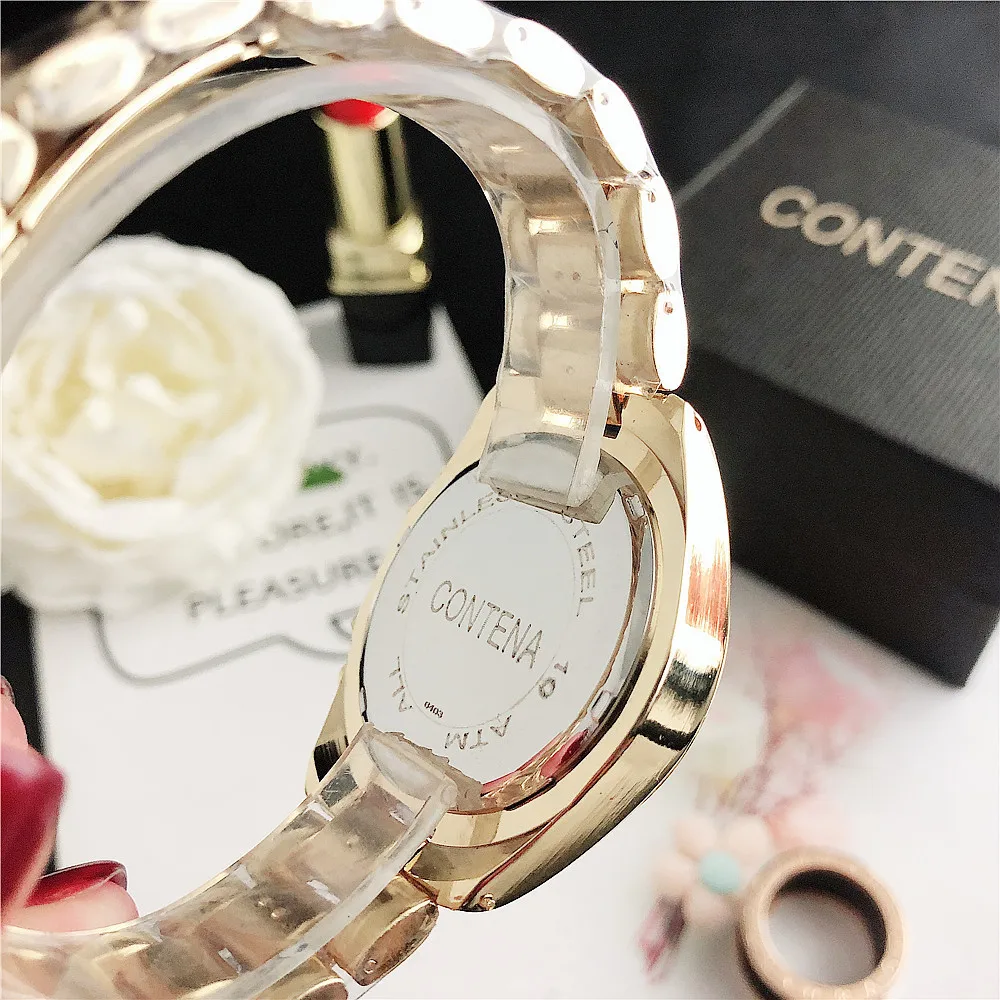 

Luxury Classic Women Wrist Watches Fashion Gold Stainless Steel Analog Quartz Watches Female Wristwatches CONTENA Reloj Mujer