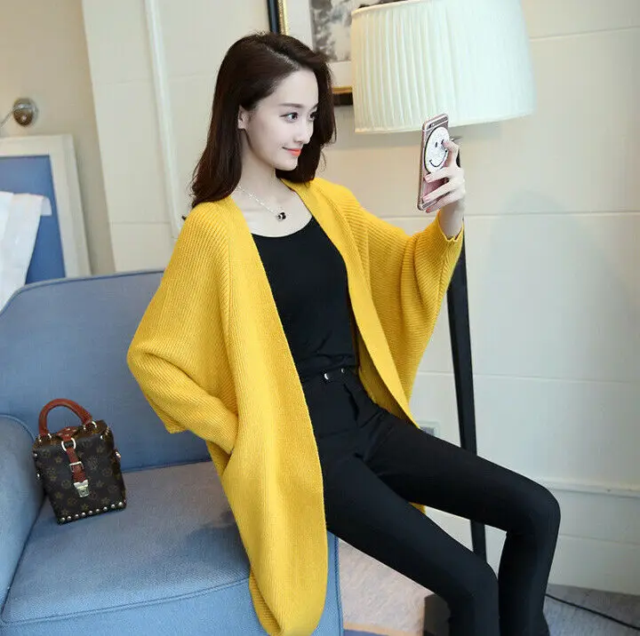 2019 Women Cardigans Long Section Sweaters Ladies Solid Loose Knitted Sweater Winter Spring Female Casual Tricot Jumper Tops |
