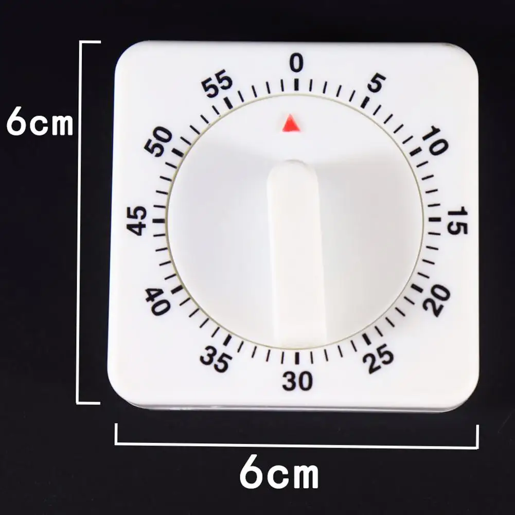 

60 Minutes Square Kitchen Timer Portable Durable Cooking Count Up Countdown Alarm Cooking Mechanical Timing Supplies