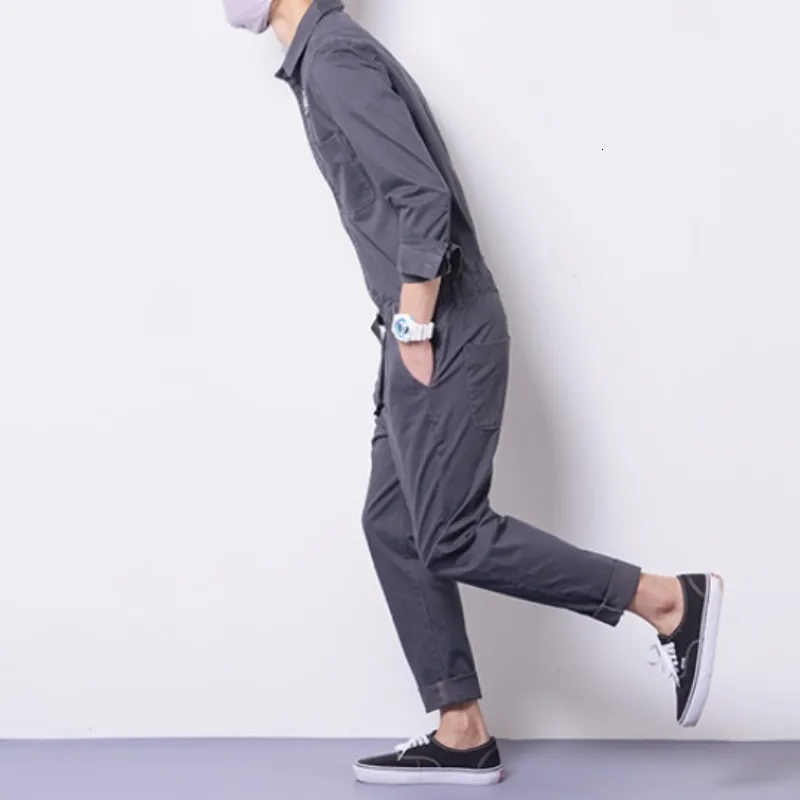 

Mens Jumpsuits Cargo Cotton One-Piece Long Sleeve Pants Casual Trousers Clothes Autumn Comfort Loose Rompers Retro Male Overalls