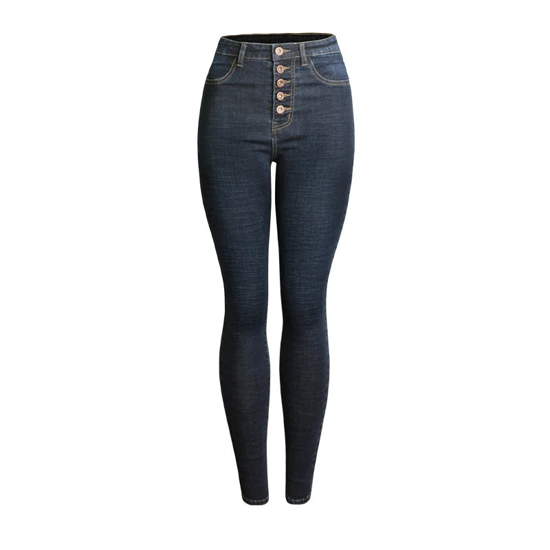 Джинсы женские с завышенной талией Винтажные эластичные брюки-карандаш из