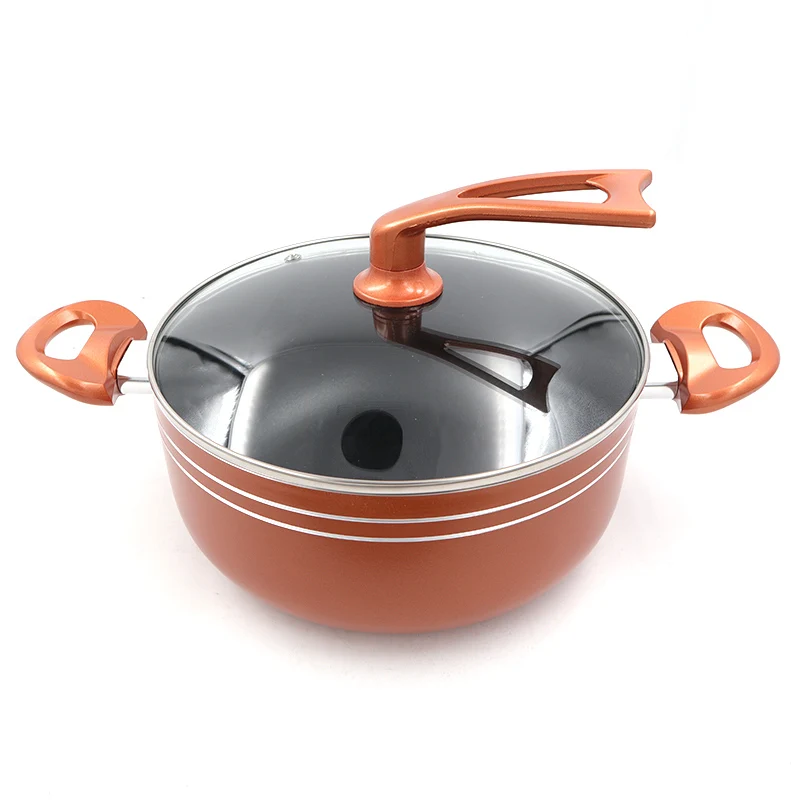 with lid Master Star New 4L Copper Soup Pot Frying Pan Non-stick Coating Pot Gas Cooker Factory outlet - Цвет: with lid