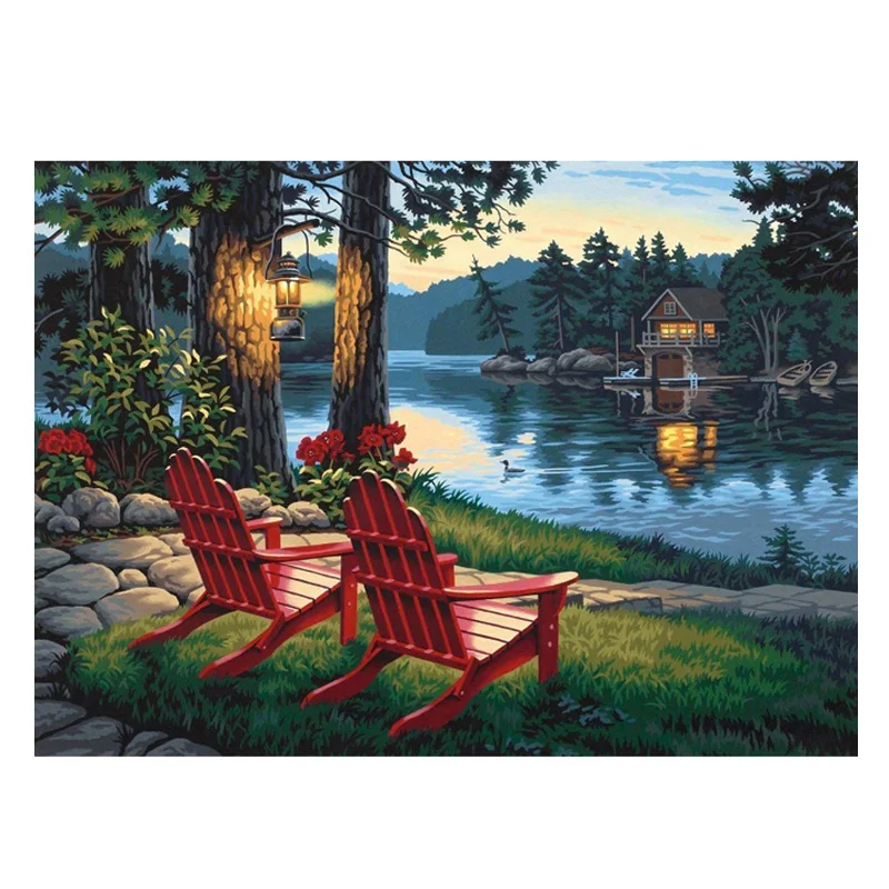 

Алмазная 5D живопись «сделай сам», пейзаж, озеро, Набор для вышивки крестиком, настенные наклейки для гостиной, украшение, алмазная вышивка, м...