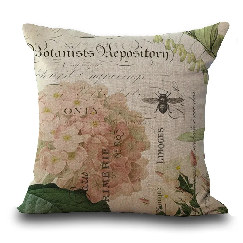 

Retro European Flower Peach Skin Sofa Pillow Cover Decoration Linen Pillow Cover Living Room Decoration Pillow Decor