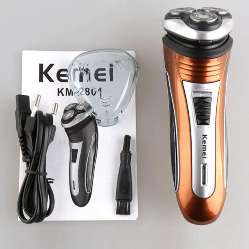 

Kemei Electric Beard Trimmer Three Ring Round Floating Cutter Head Professional Clipper for Men Removal Tools Rechargeable
