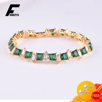 fashion bracelet silver 925 jewelry for women geometric emerald zircon gemstone bracelets wedding engagement trendy accessories
