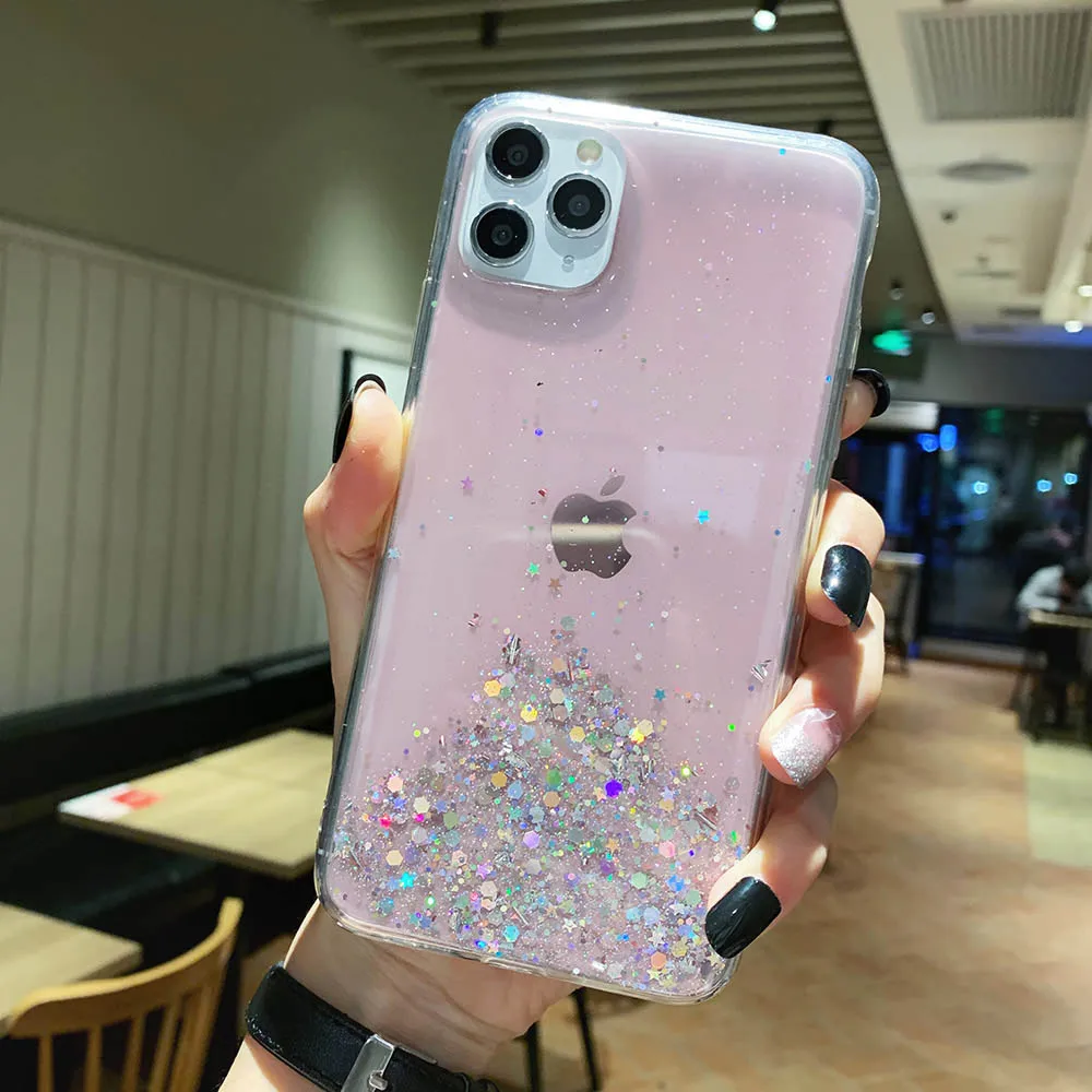 Роскошный lovecom блеск Bling Star блестки чехол для iPhone 11 Pro Max XR XS Max 6 6S 7 8 Plus X прозрачный мягкий чехол на заднюю панель телефона - Цвет: g