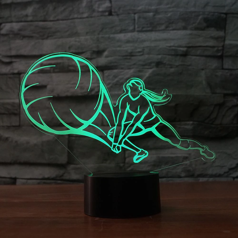 3D Светодиодная креативная настольная бейсбольная лампа для девочек