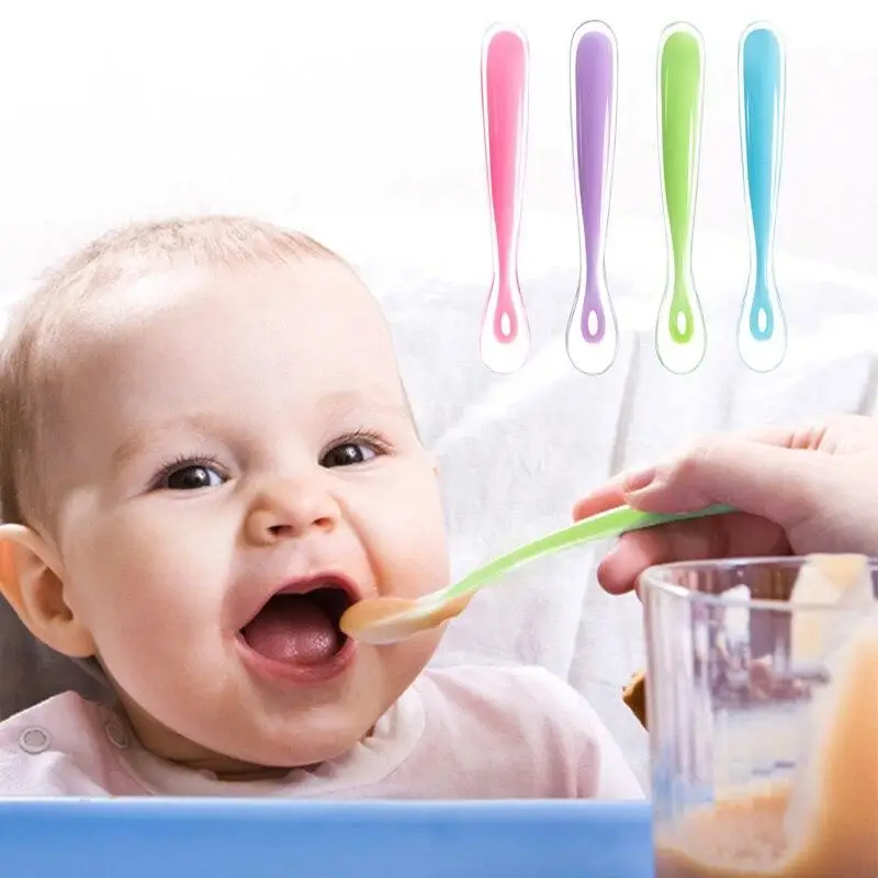

Детская Мягкая силиконовая ложка, ложки карамельного цвета для малышей, детское питание, детские инструменты для кормления, детская посуда,...