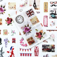 6 sheetspack cute british style sticker adhesive craft stick label notebook computer phone diy decor kids gift stationery
