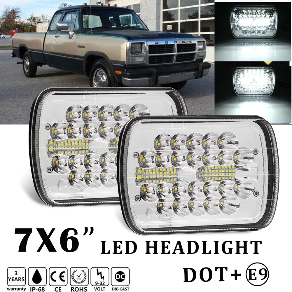 

2pcs LED Headlights 180W 5x7 7x6 Headlamp Hi/Lo Beam Daytime Running Light Ford E-100 E-150 E-250 E-350 Car Light Accessories