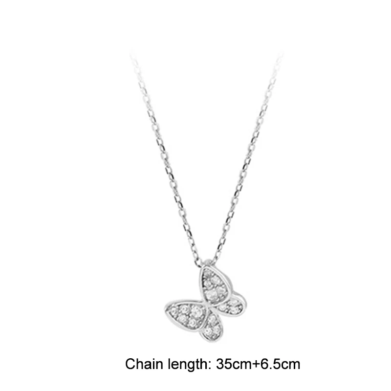 

MEYRROYU New 925 Silver Necklace Creative Simple Couple Butterfly Pendant Necklace Women's Valentine's Day Jewelry Gift