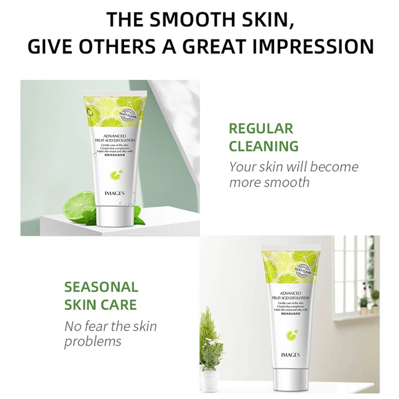 Organic Friut Acid Facial Exfoliator Body Scrub Peeling Cream Face Gel Clean Dirt Dead Shrink Pores Lemon 80g |