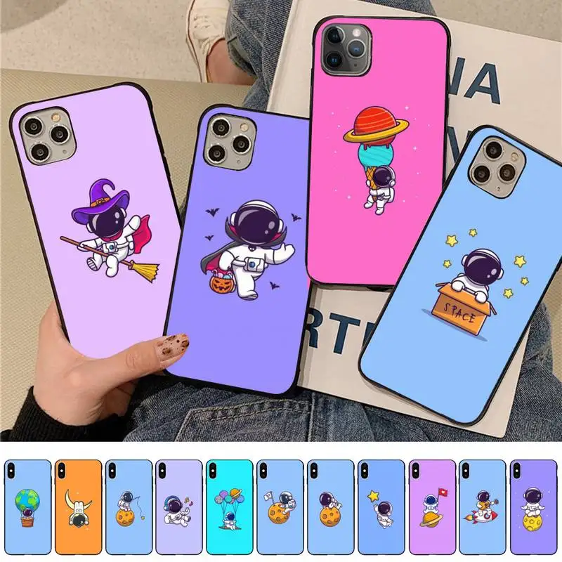 

Yinuoda Cute Cartoon Astronaut Planet Star Phone Case for iPhone 11 12 13 mini pro XS MAX 8 7 6 6S Plus X 5S SE 2020 XR case
