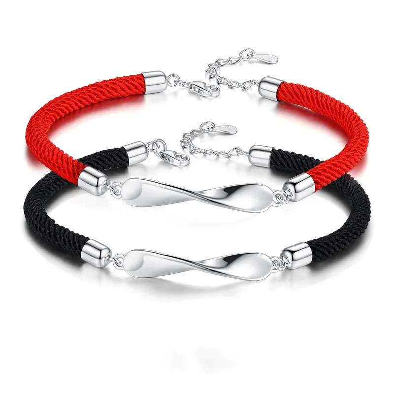 Новинка модные браслеты для влюбленных из красной и черной веревки на заказ