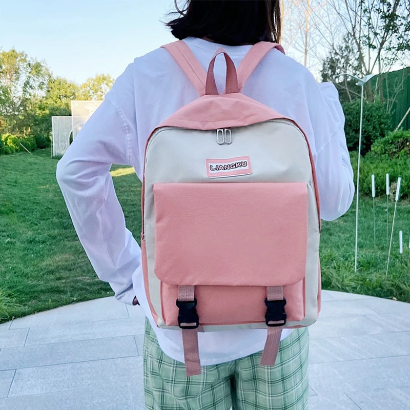 

Leisure Travel Backpack Japanesefashion Man Women Bag Simple Hang Buckle Middle School Girl School Bag Oxford Cloth Computer Bag
